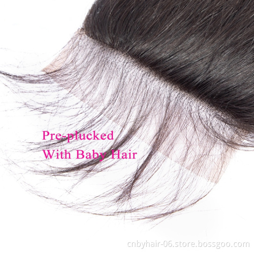 Straight 5x5 Lace Closure Big Size Pre Plucked With Baby Hair Natural Hairline Brazilian Remy Human Hair 5*5 Closure